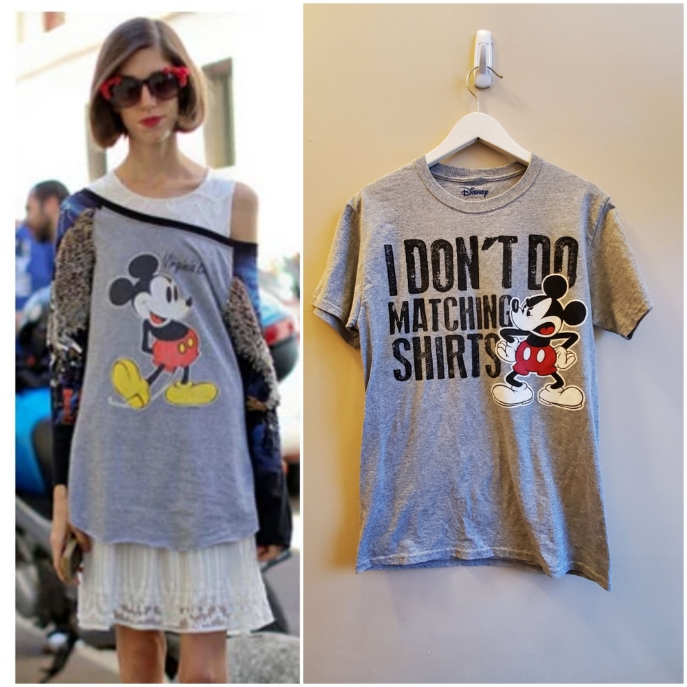 Vintage Disney Micky Mouse T shirt - I don't do matching shirts print  -…